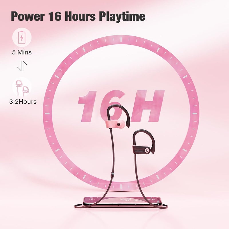 Boean Bluetooth Headphones, Wireless Earbuds with 16 Hours Bluetooth 5.3 Wireless Headphones HD Deep Bass Stereo IPX7 Waterproof Earphones for Sports Headset - Image 4